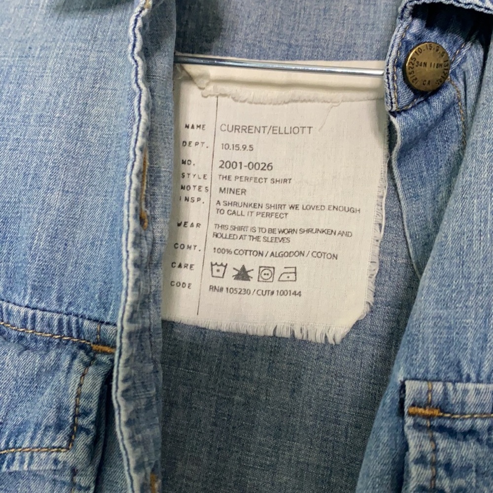 Current/Elliott Denim Utility Shirt Miner sz 0 - Picture 7 of 7